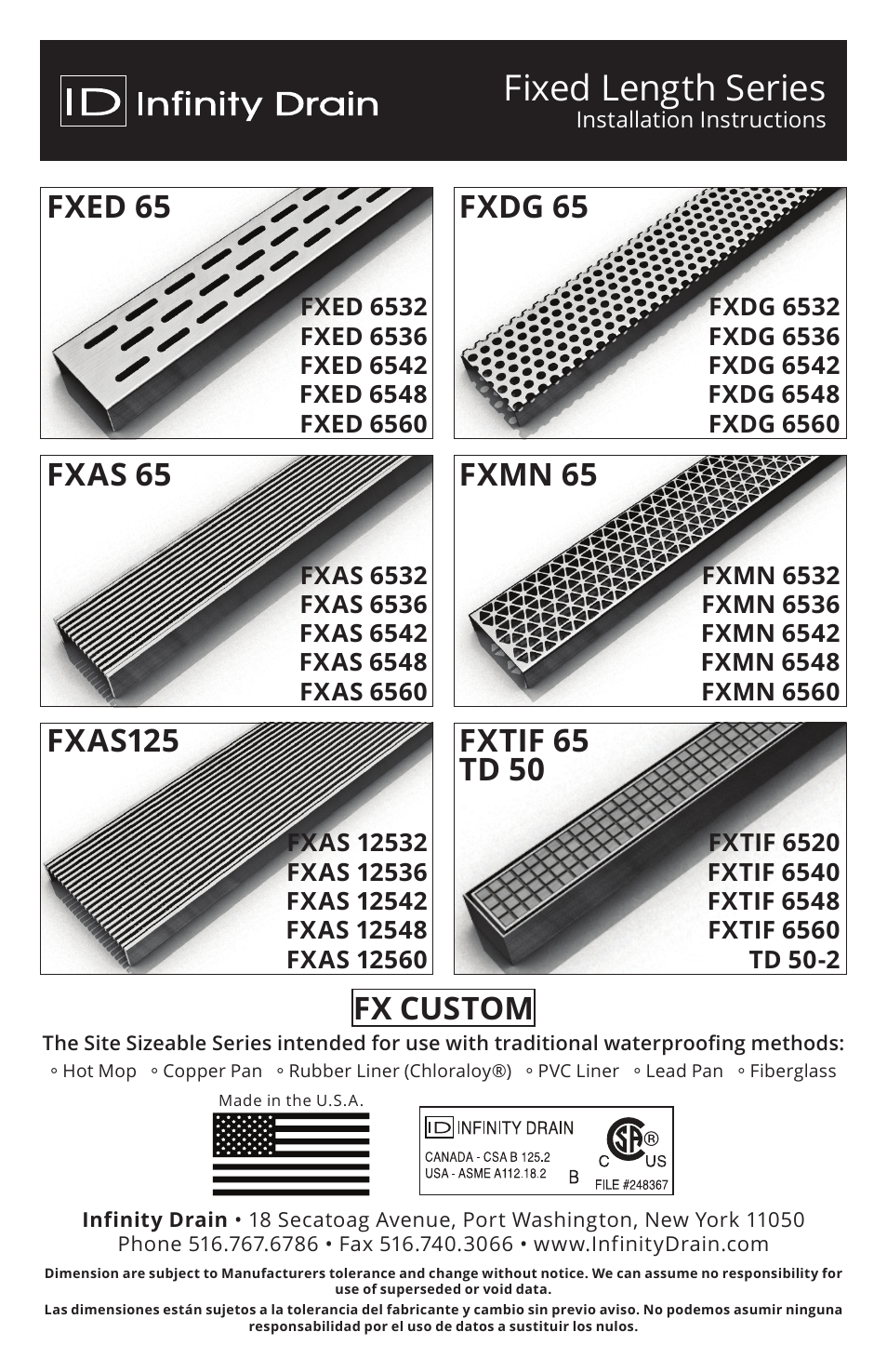 Infinity Drain TD Series Installation Instructions User Manual | 6 pages