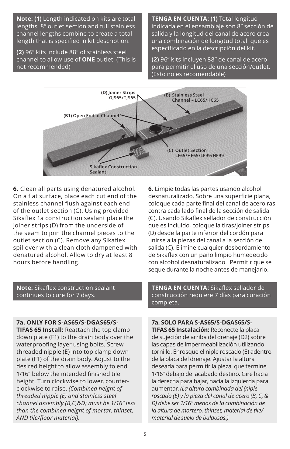 Infinity Drain S-DGAS 65 Install Instructions User Manual | Page 5 / 8