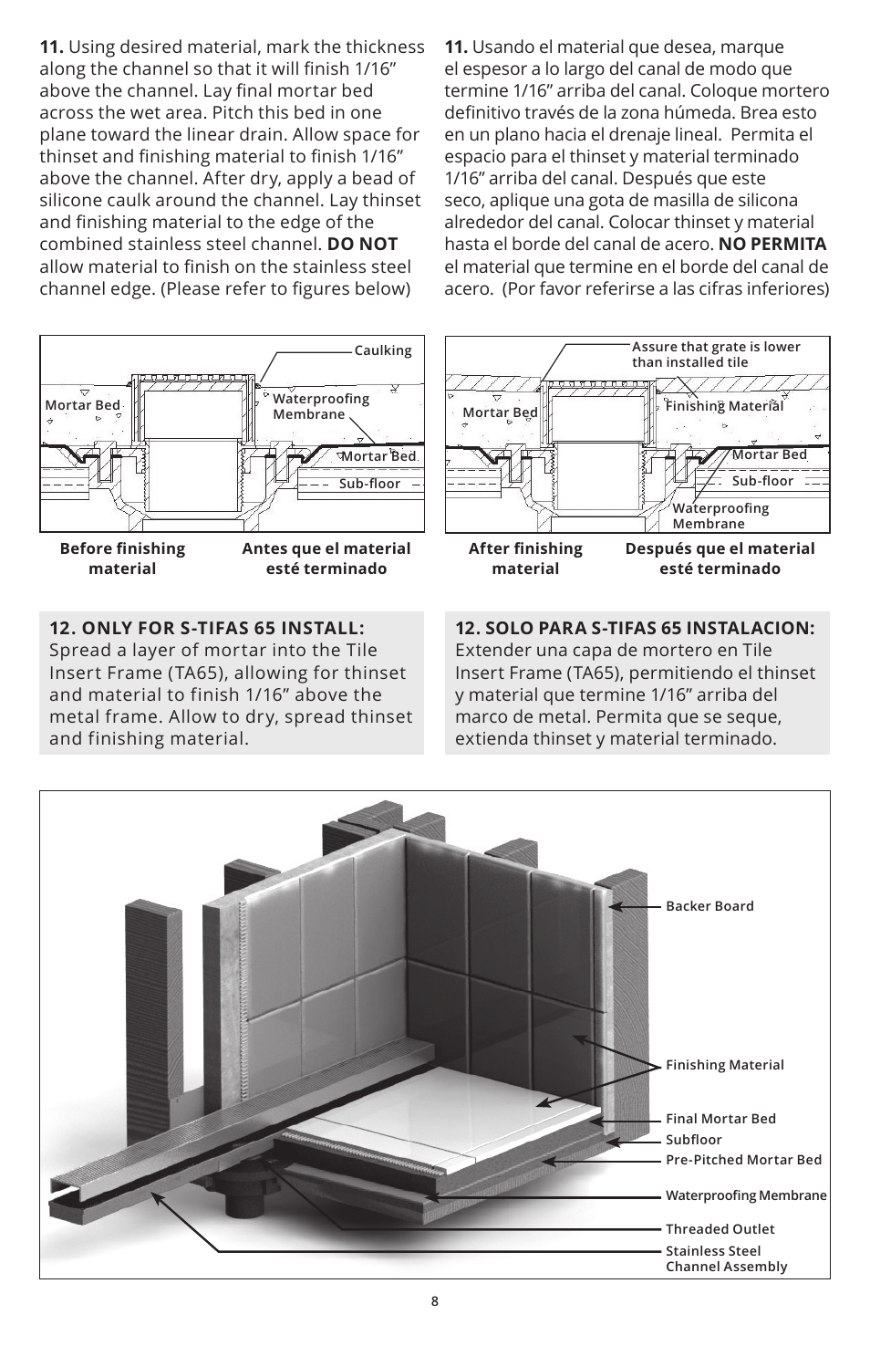 Infinity Drain S-DGAS 65 Install Instructions User Manual | Page 8 / 8