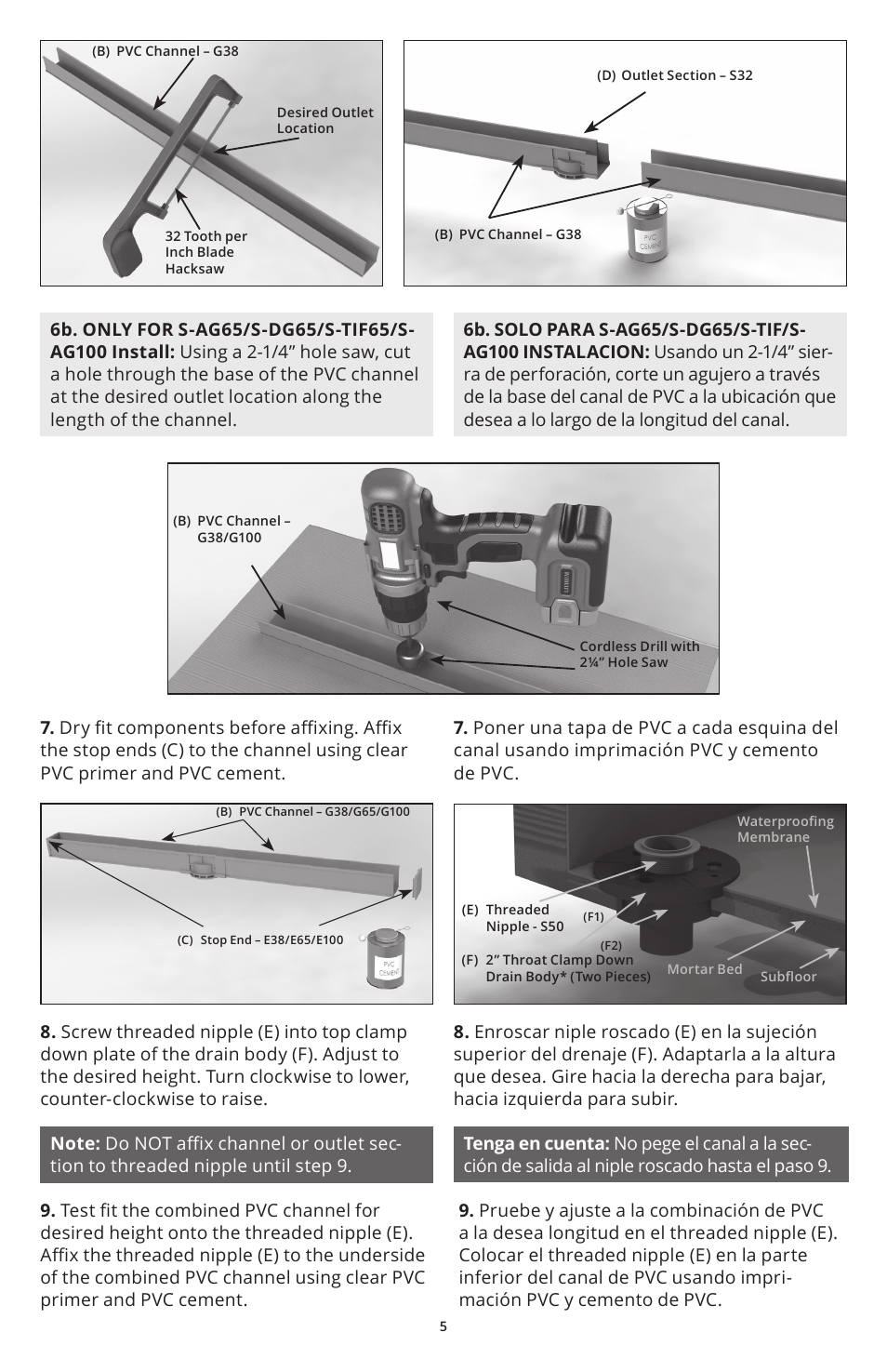 Infinity Drain S-AG 38 Install Instructions User Manual | Page 5 / 8