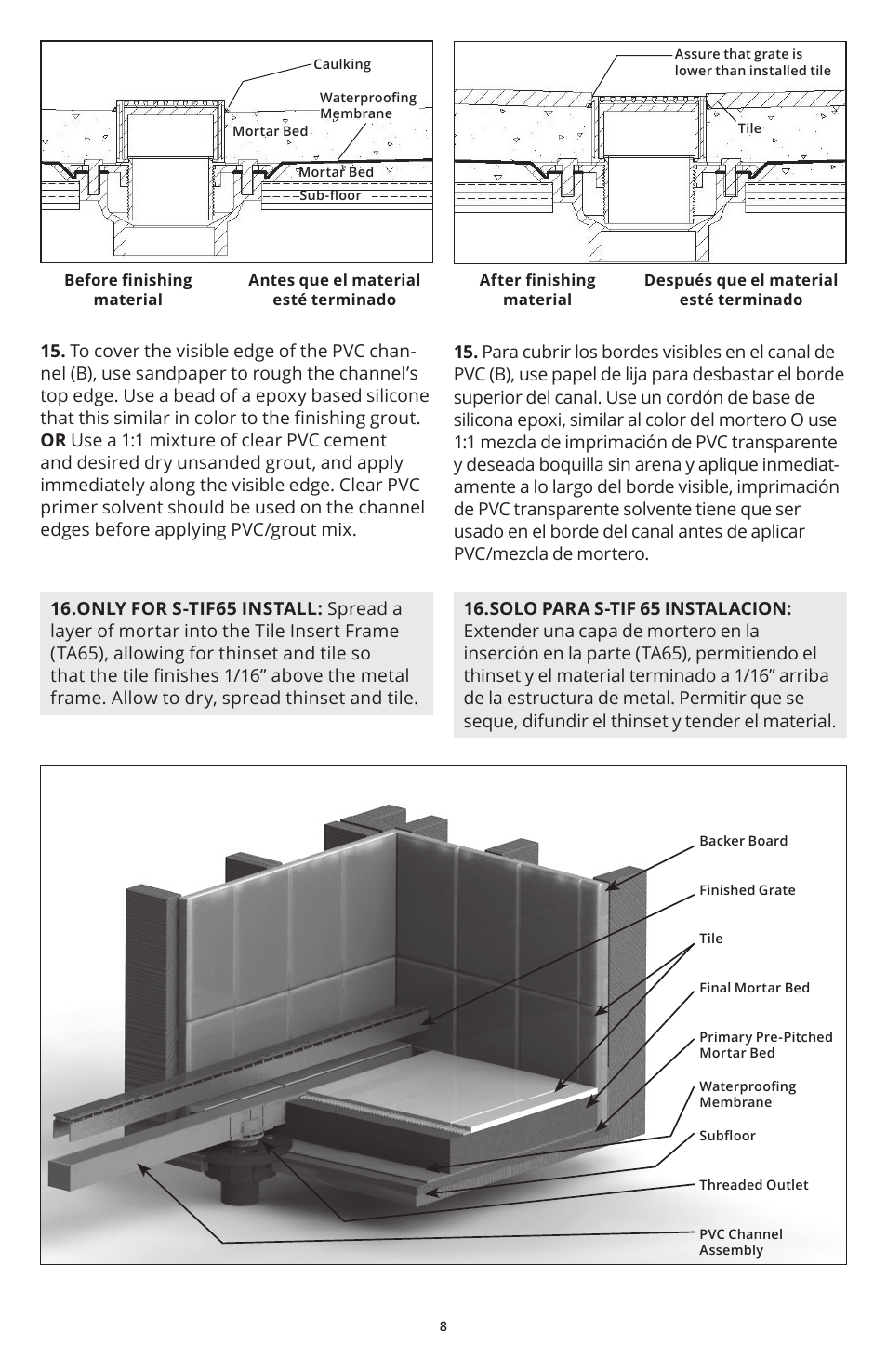 Infinity Drain S-AG 38 Install Instructions User Manual | Page 8 / 8