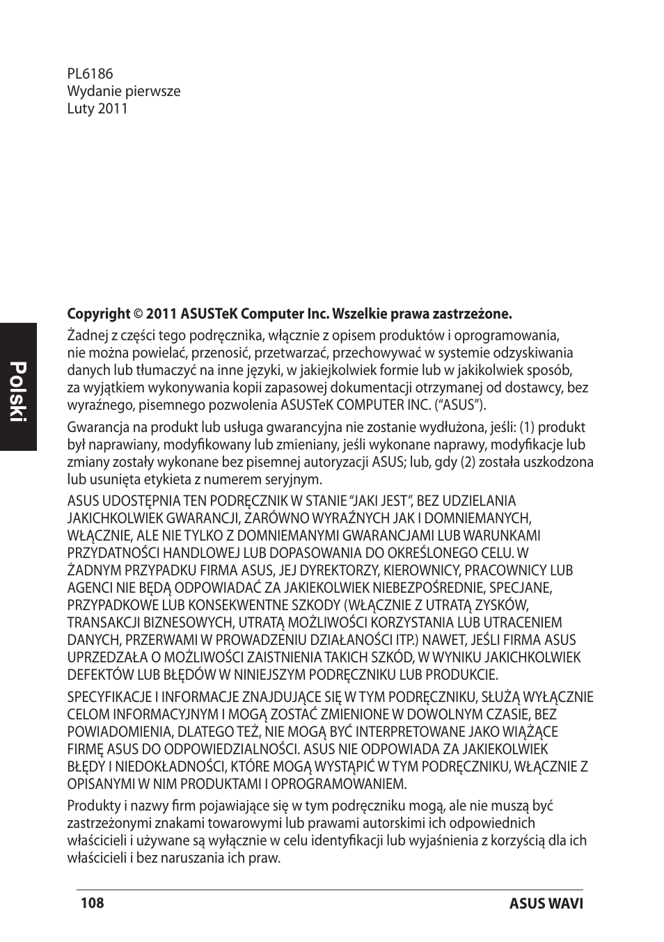 Polski | Asus WAVI User Manual | Page 108 / 197