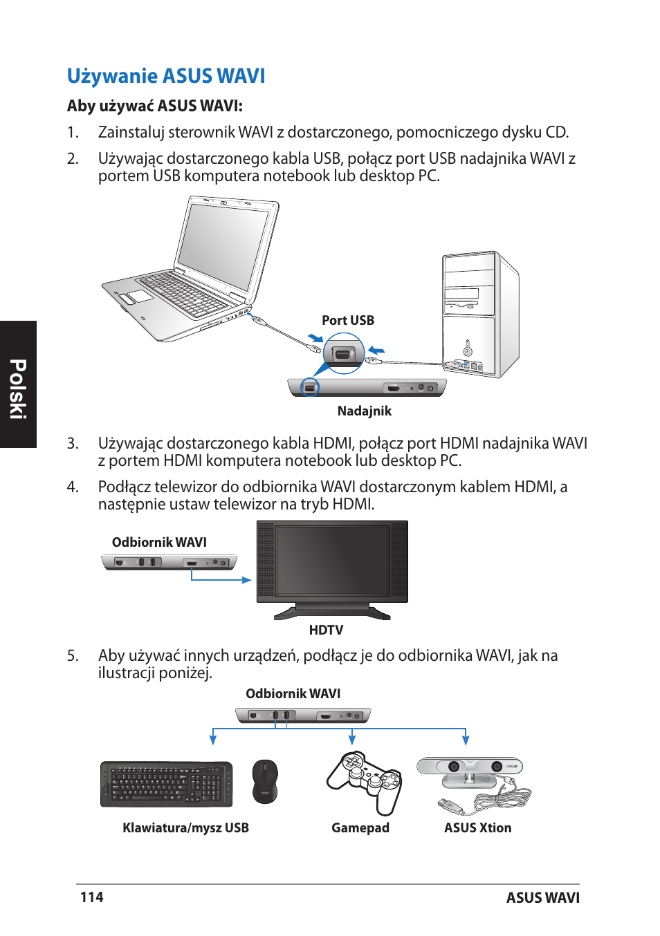 Używanie asus wavi, Polski | Asus WAVI User Manual | Page 114 / 197