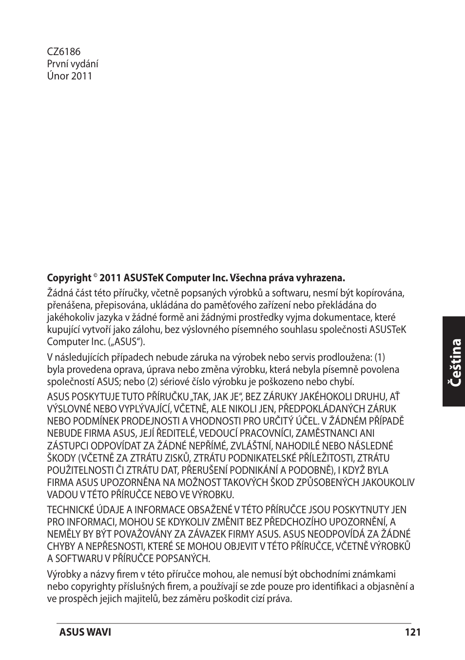 Čeština | Asus WAVI User Manual | Page 121 / 197