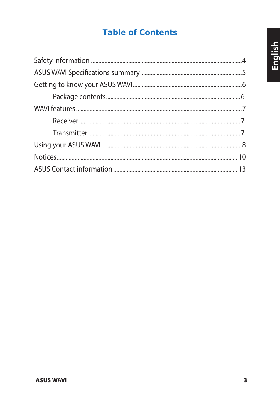 English | Asus WAVI User Manual | Page 3 / 197