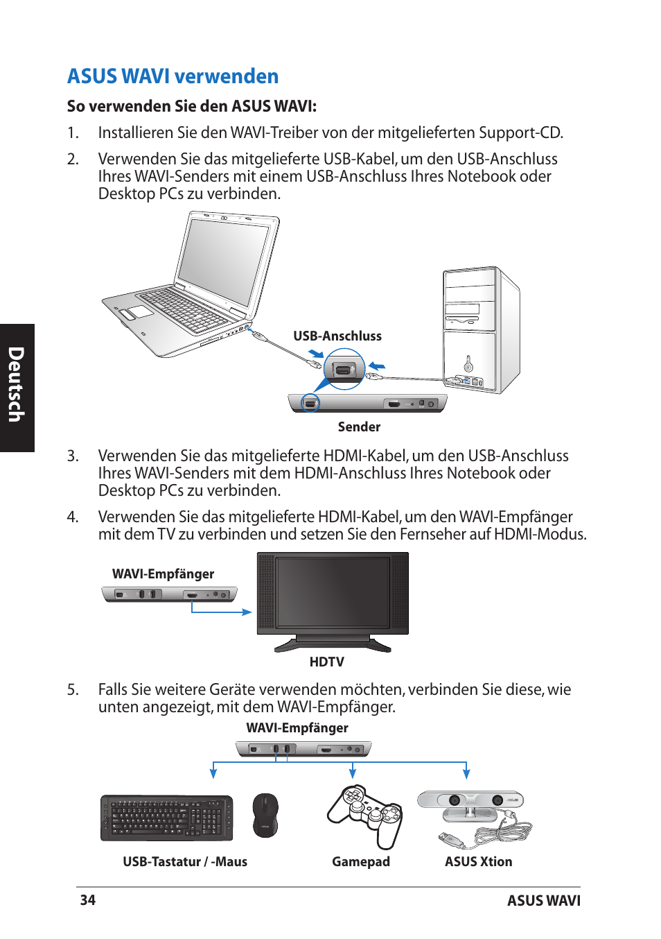 Asus wavi verwenden, Deutsch | Asus WAVI User Manual | Page 34 / 197