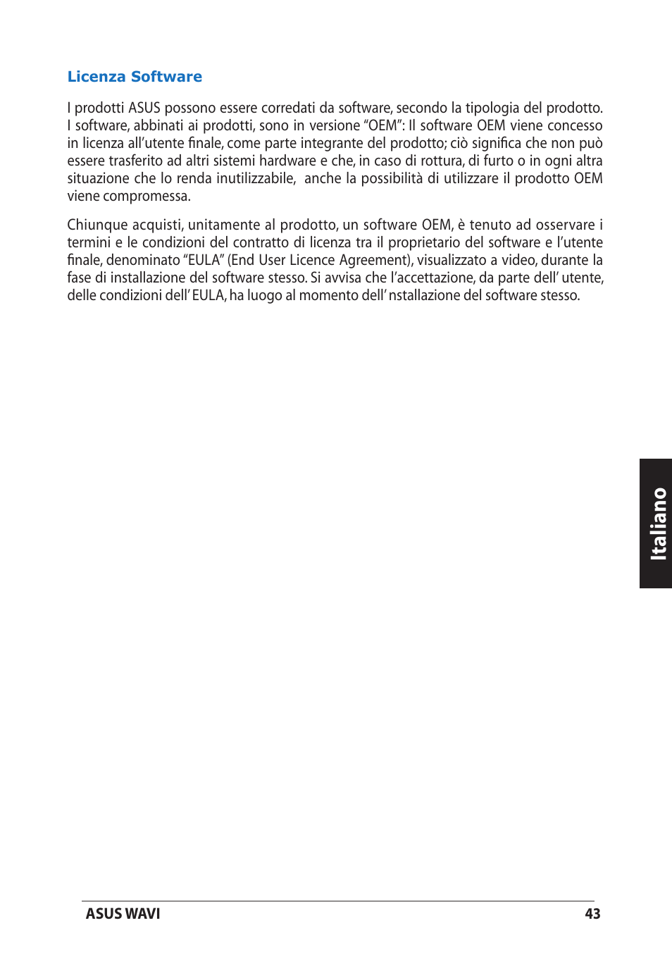 Italiano | Asus WAVI User Manual | Page 43 / 197
