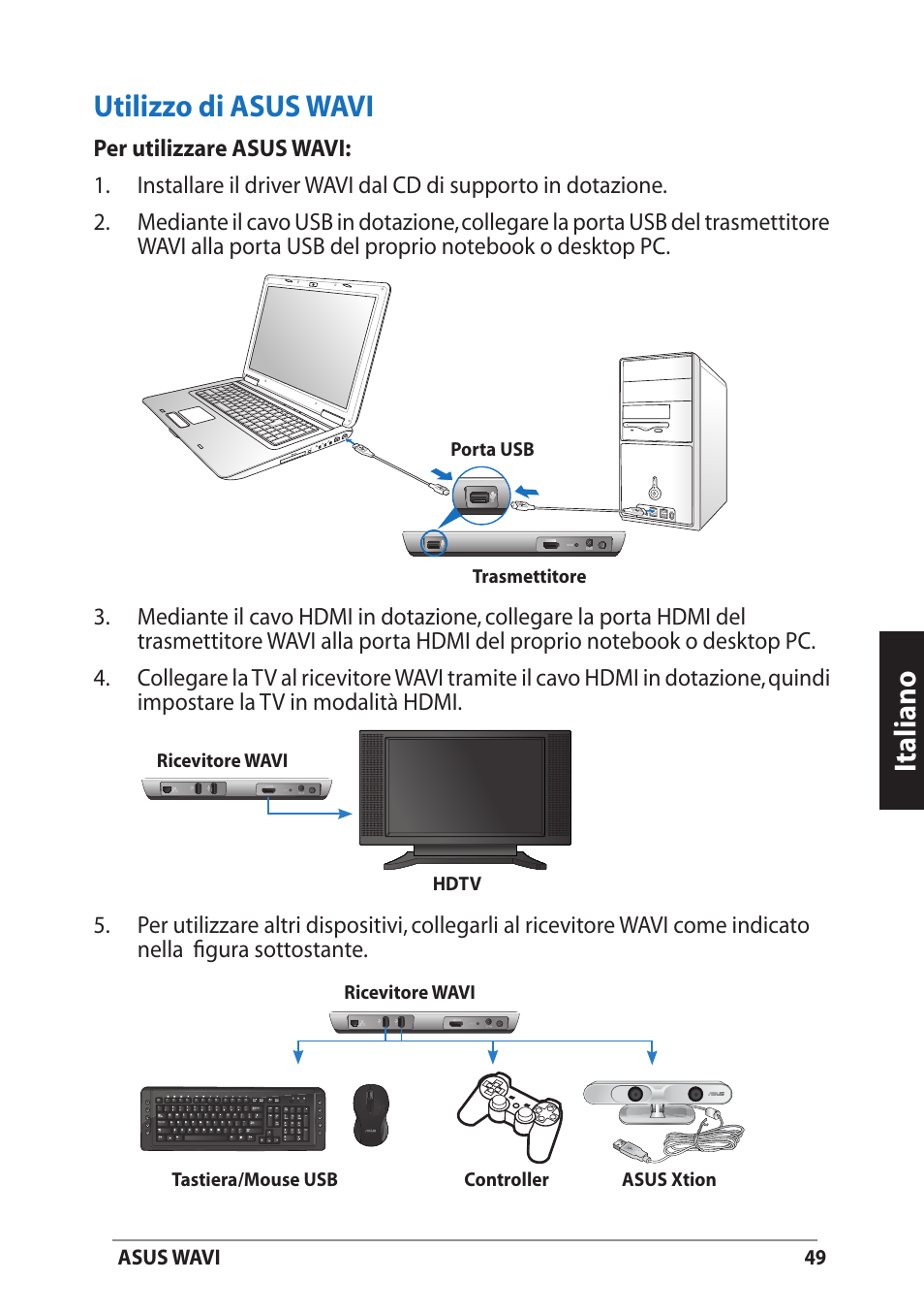 Utilizzo di asus wavi, Italiano | Asus WAVI User Manual | Page 49 / 197