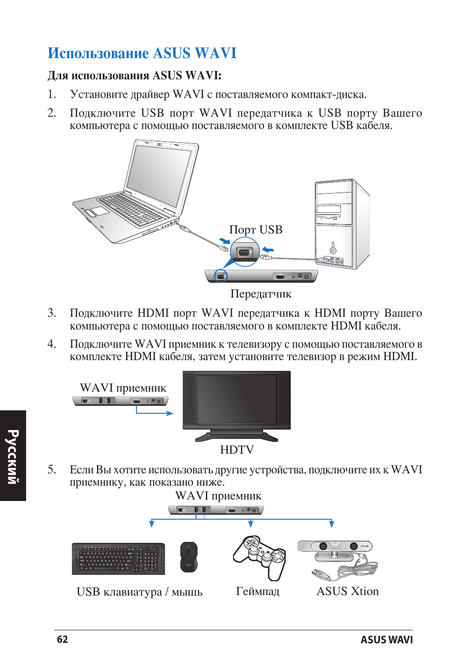 Использование asus wavi, Deutschр ус ский | Asus WAVI User Manual | Page 62 / 197