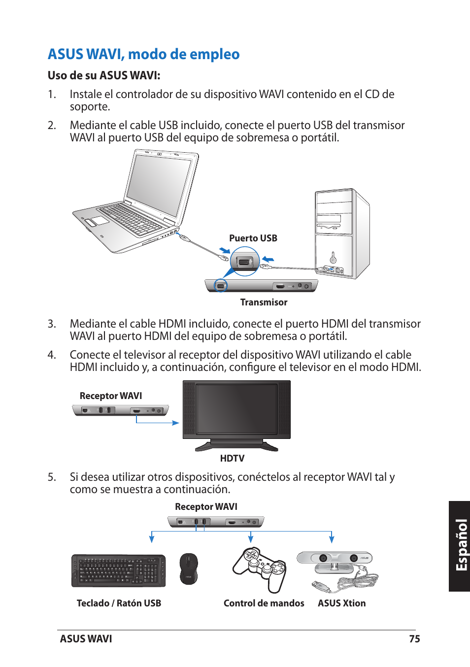 Asus wavi, modo de empleo, Español | Asus WAVI User Manual | Page 75 / 197