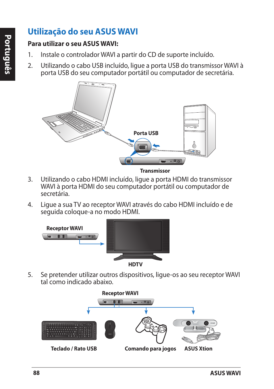 Utilização do seu asus wavi, Por tuguês | Asus WAVI User Manual | Page 88 / 197