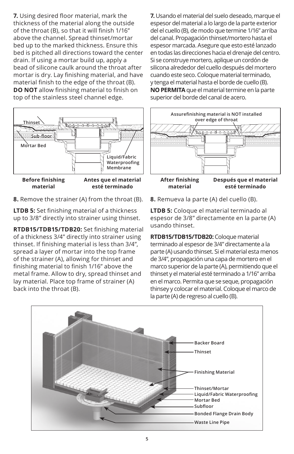 Infinity Drain TDB Series Installation Instructions User Manual | Page 5 / 6