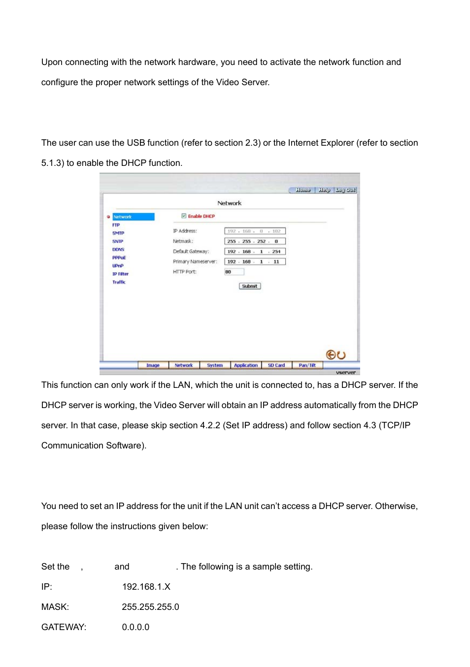 2 configure your ipxserv network settings, 1 enable dhcp function, 2 set static ip address | Onfigure, Pxserv, Etwork, Ettings | IPX VE-3500 User Manual | Page 17 / 94