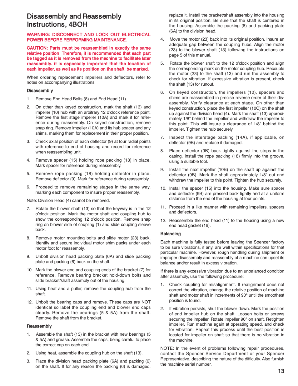 Spencer 4BOB Multistage Centrifugal Blowers User Manual | Page 13 / 20