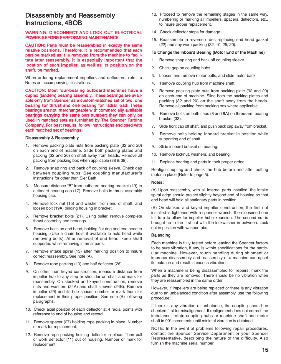 Spencer 4BOB Multistage Centrifugal Blowers User Manual | Page 15 / 20