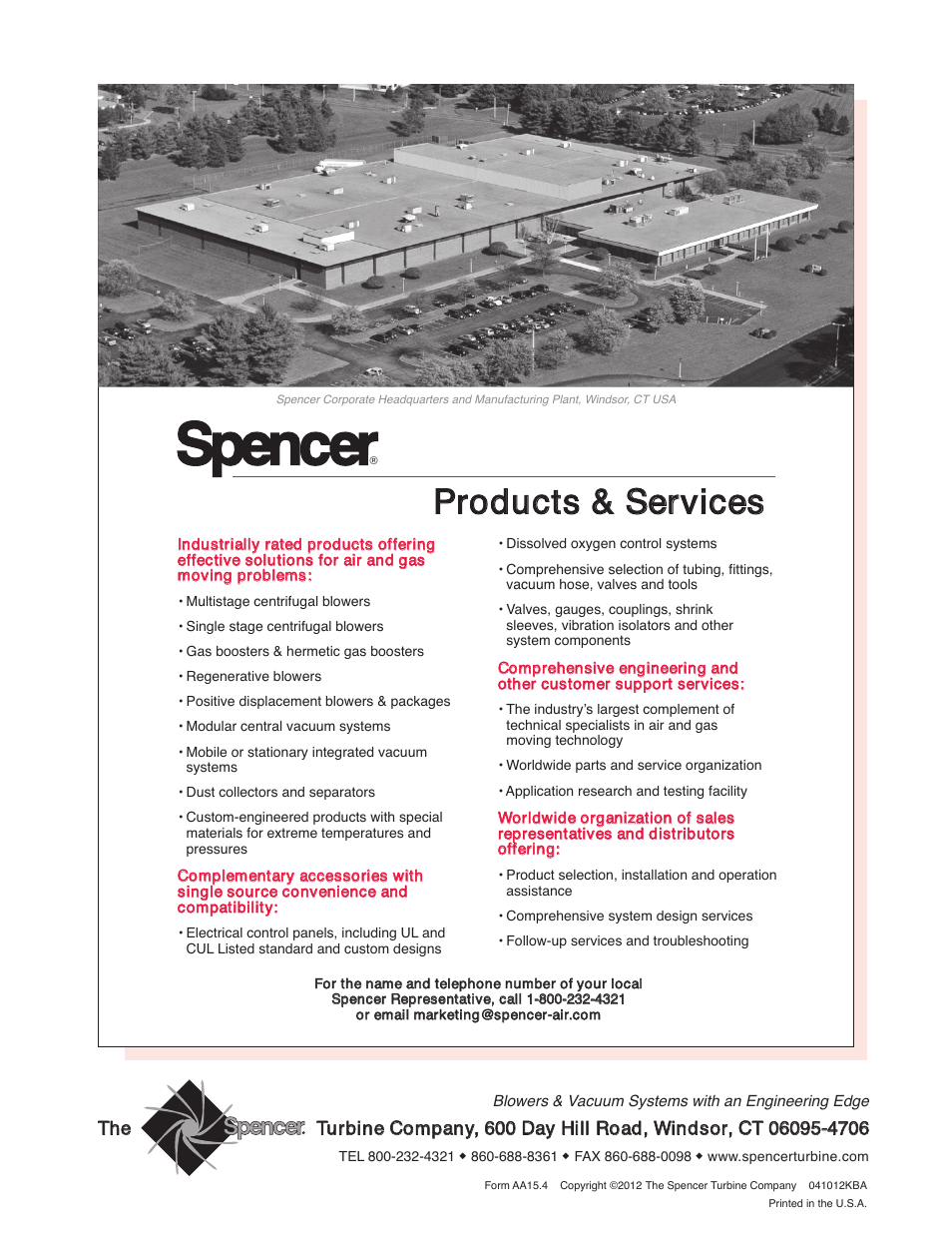 Pprroodduuccttss && sseerrvviicceess | Spencer 4BOB Multistage Centrifugal Blowers User Manual | Page 20 / 20