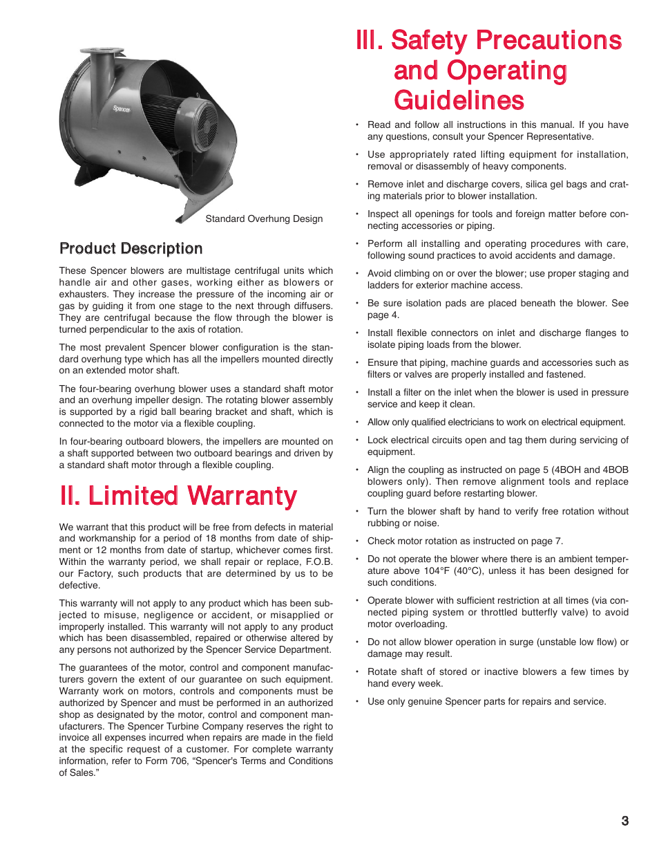 Pprroodduucctt ddeessccrriippttiioonn | Spencer 4BOB Multistage Centrifugal Blowers User Manual | Page 3 / 20