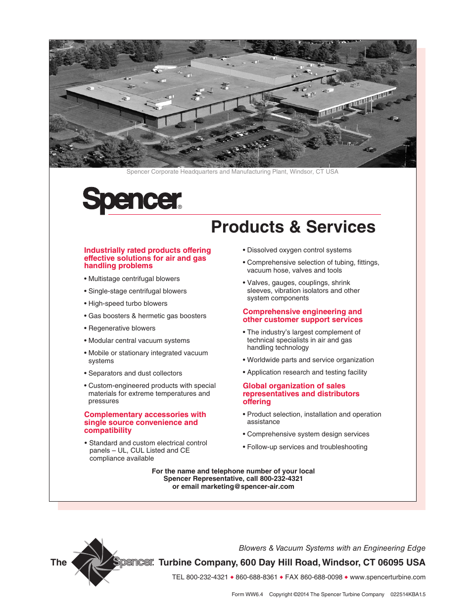 Products & services | Spencer Power Mizer Multistage Centrifugal Cast Blowers User Manual | Page 16 / 16