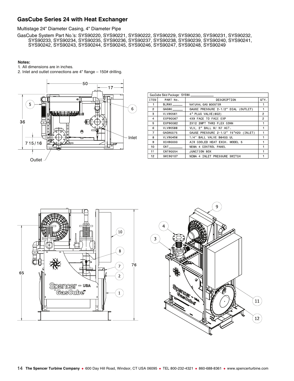 Gascube series 24 with heat exchanger | Spencer GasCube Natural Gas Booster Skid Package User Manual | Page 14 / 16