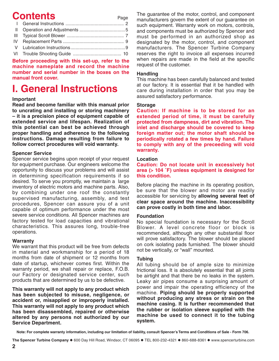 Spencer Single-Stage Scroll Blowers User Manual | Page 2 / 12