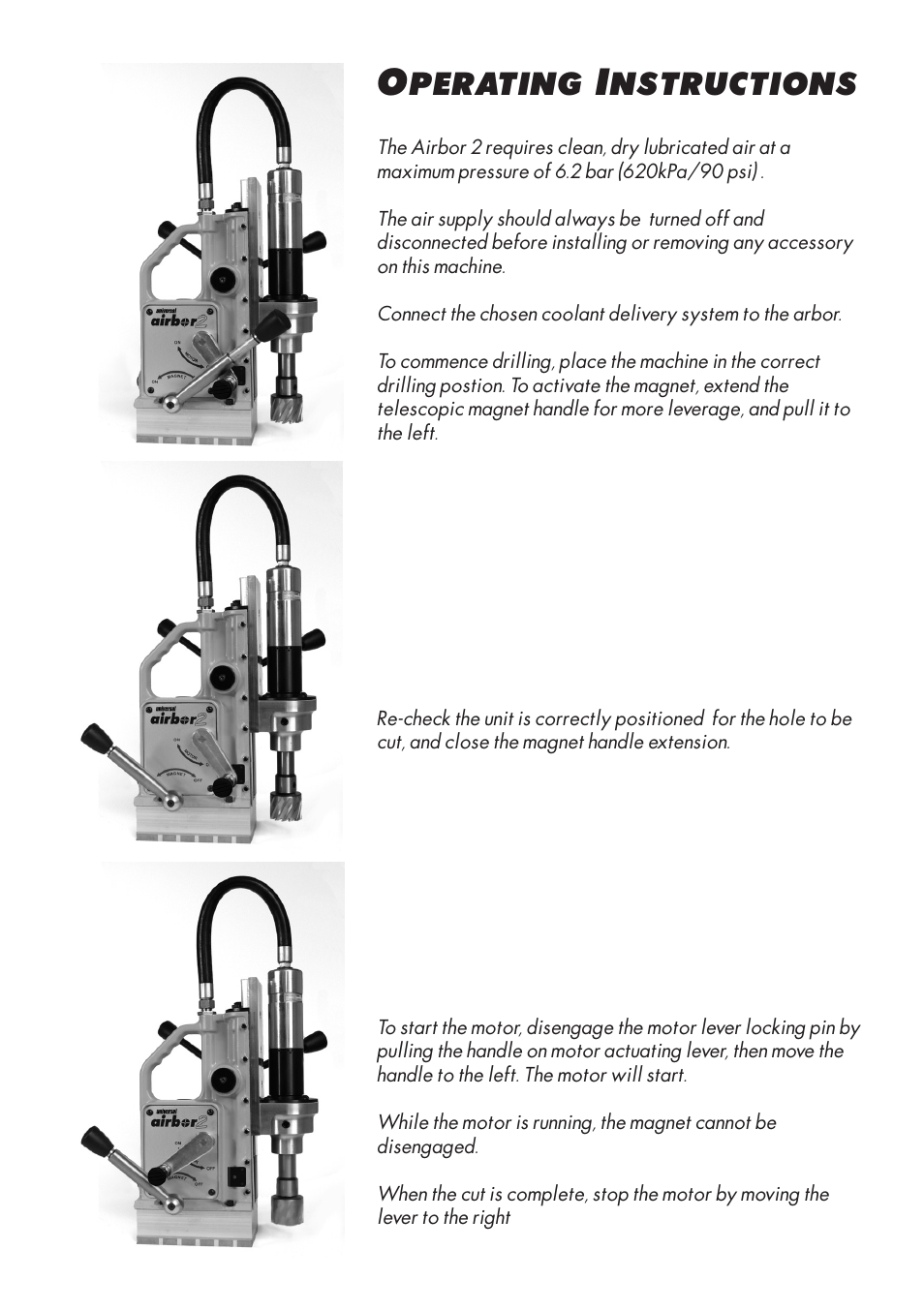 Perating, Nstructions | Unibor Airbor 2 User Manual | Page 2 / 6