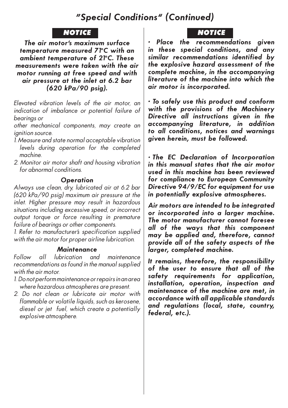 Special conditions” (continued) | Unibor Airbor 2 User Manual | Page 4 / 6