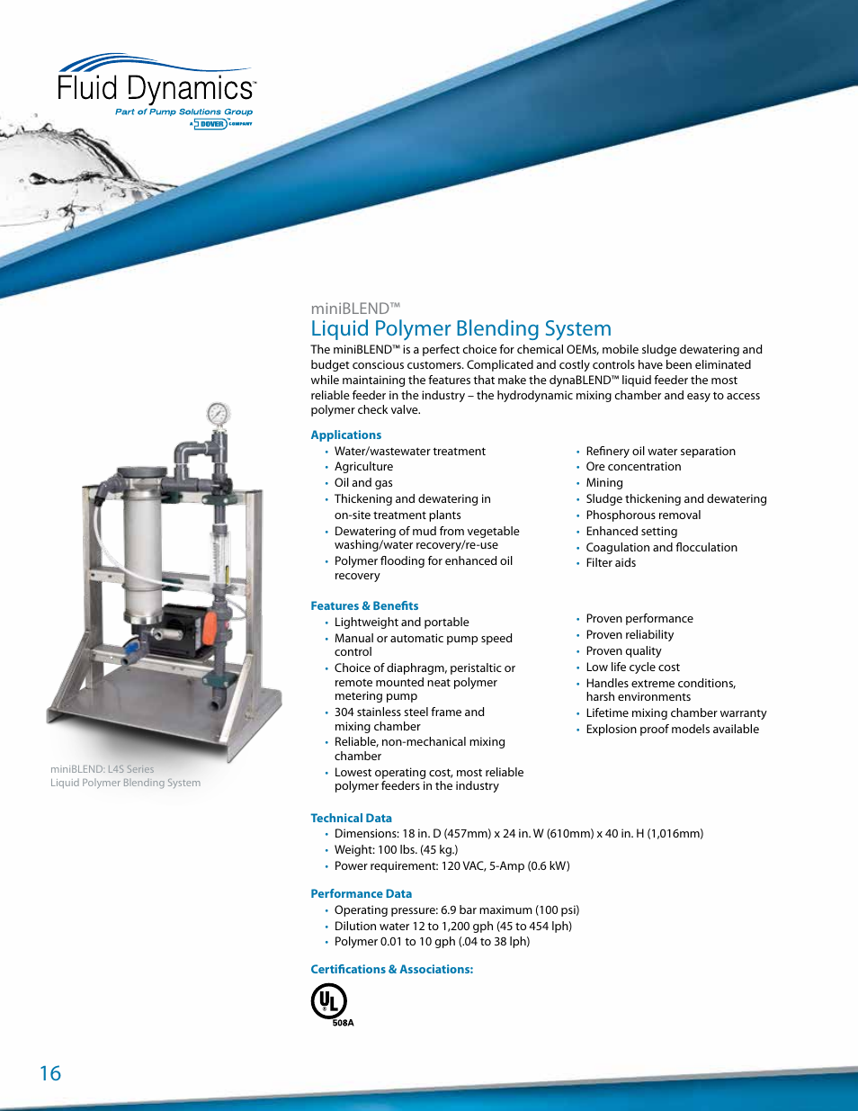 Liquid polymer blending system, Miniblend | Pump Solutions Group Neptune User Manual | Page 16 / 20