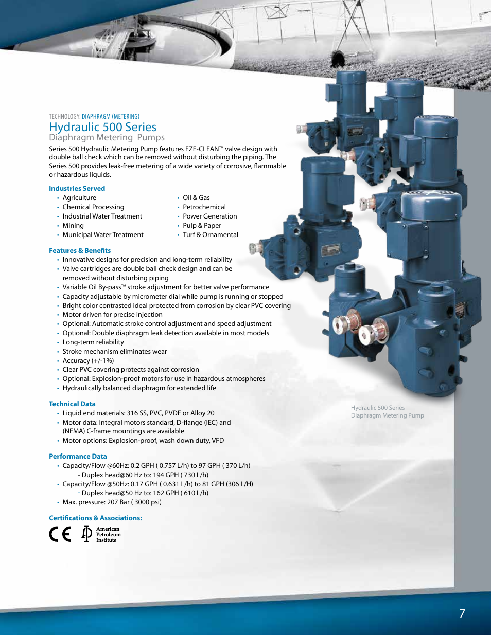 Hydraulic 500 series, Diaphragm metering pumps | Pump Solutions Group Neptune User Manual | Page 7 / 20