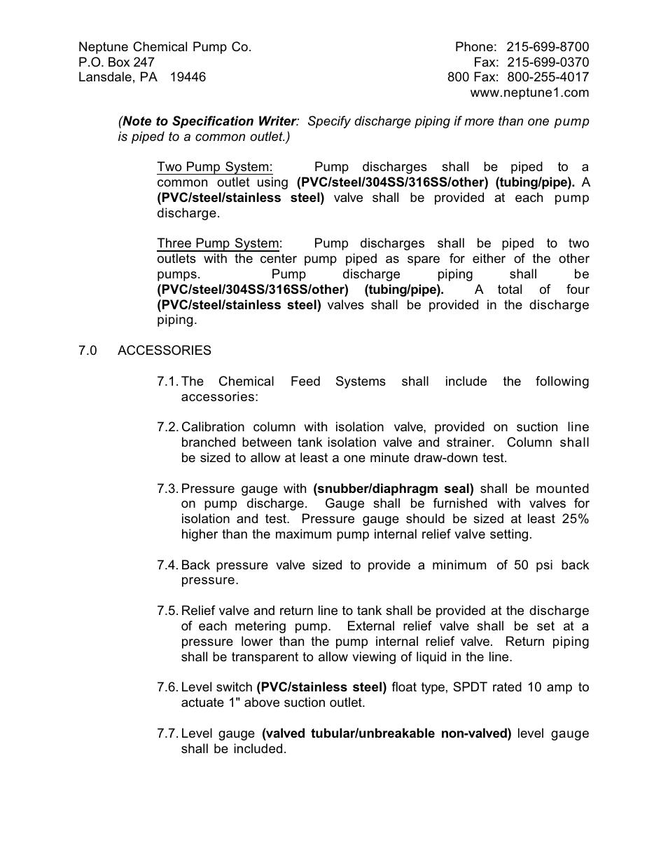 Pump Solutions Group Neptune Series 500 Specs Industrial User Manual | Page 5 / 7