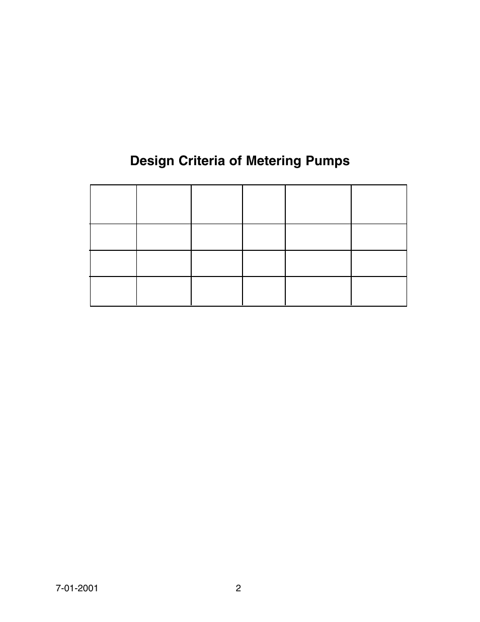 Design criteria of metering pumps | Pump Solutions Group Neptune Series 500 Specs Municipal User Manual | Page 2 / 4