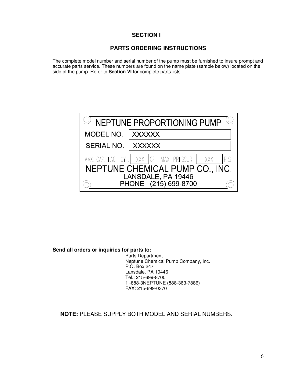 Pump Solutions Group Neptune Series 6000 dia-PUMP MODELS 6100 thru 6250 User Manual | Page 6 / 27