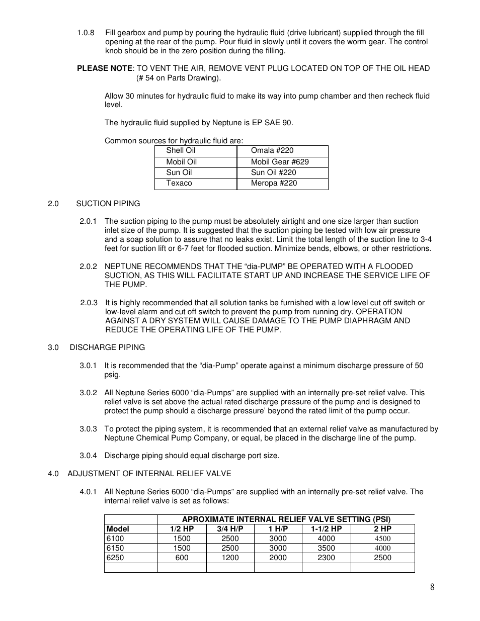 Pump Solutions Group Neptune Series 6000 dia-PUMP MODELS 6100 thru 6250 User Manual | Page 8 / 27