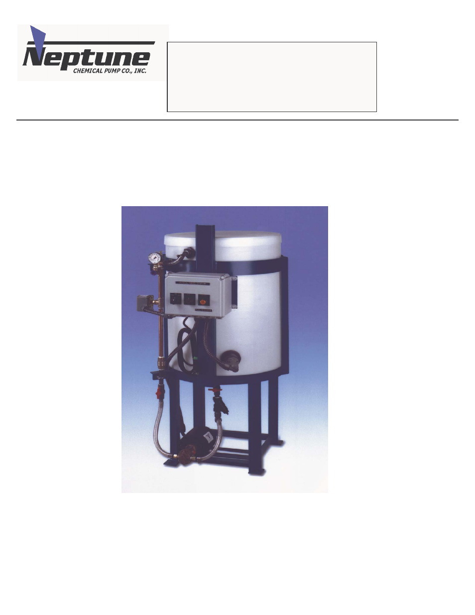 Pump Solutions Group Neptune GLYCOL FEED SYSTEM G-100-1A, G-100-2A User Manual | 15 pages