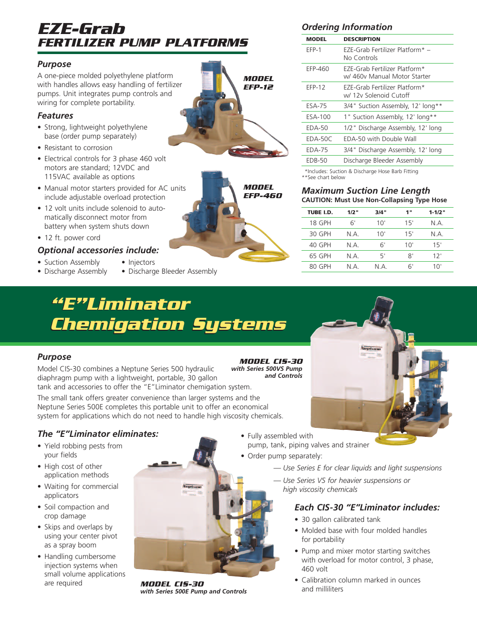 E”liminator chemigation systems, Eze-grab, Fertilizer pump platforms | Pump Solutions Group Neptune Chemical Feed Solutions for Agriculture CENTER PIVOT & DRIP User Manual | Page 3 / 6