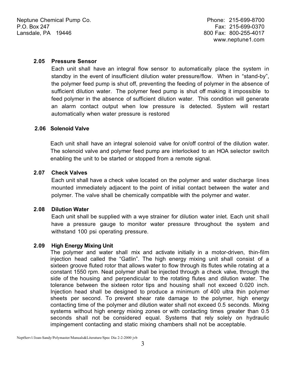 Pump Solutions Group Neptune Polymaster Specs User Manual | Page 3 / 6