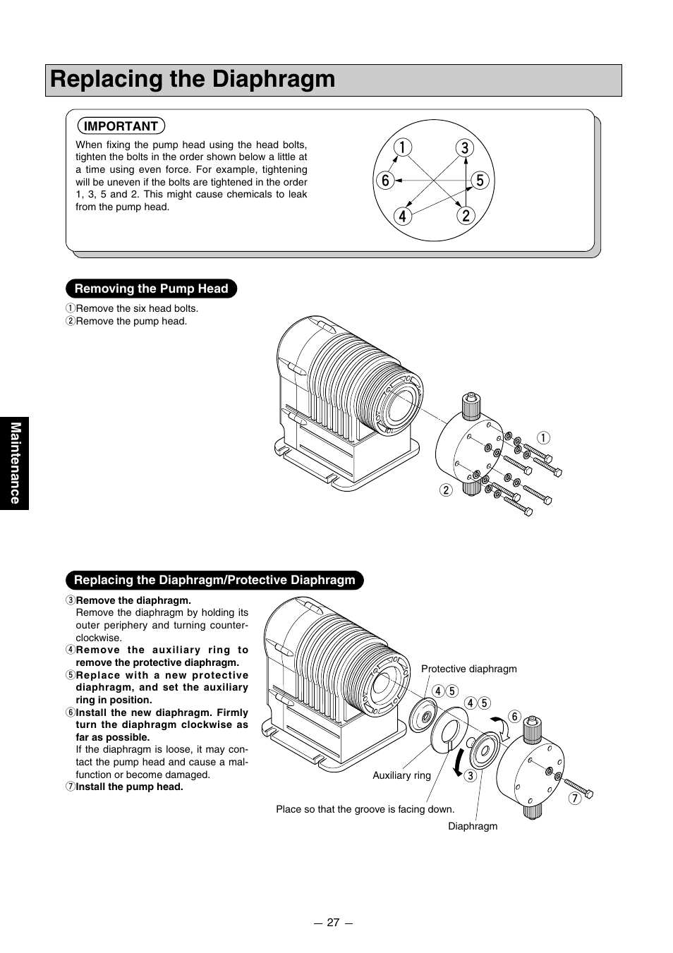 Replacing the diaphragm | Pump Solutions Group PZiG Series User Manual | Page 28 / 48