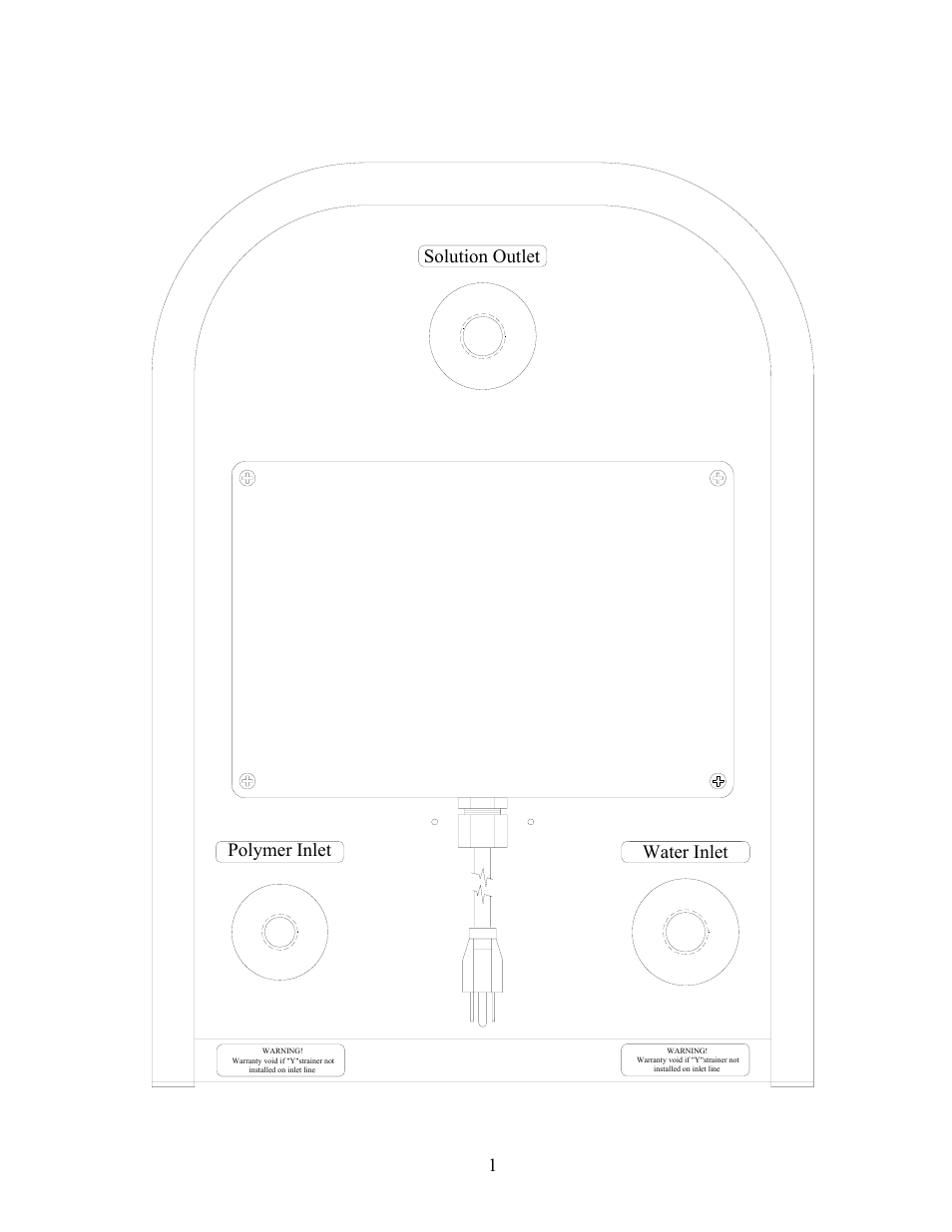 Typical back panel, Solution outlet polymer inlet water inlet | Pump Solutions Group Neptune Polymaster Liquid Polymer Blend & Feed System User Manual | Page 6 / 34