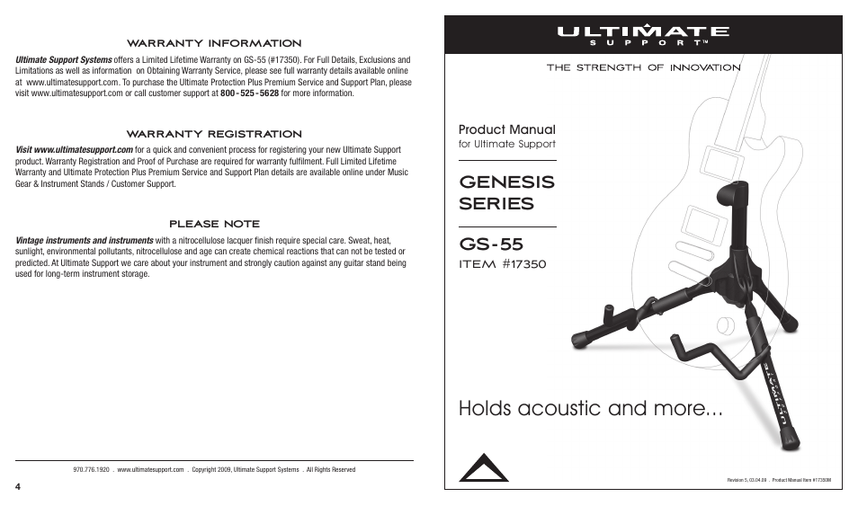 Ultimate Support GS-55 User Manual | 2 pages