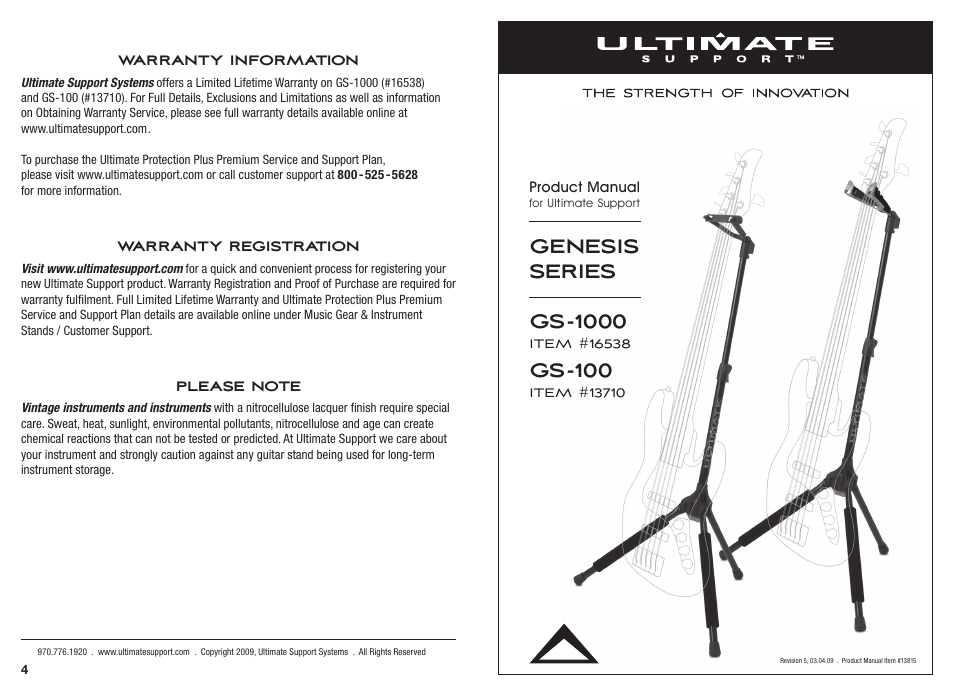 Ultimate Support GS-100 User Manual | 2 pages