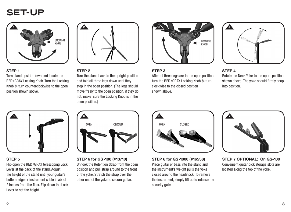 Set-up | Ultimate Support GS-100 User Manual | Page 2 / 2