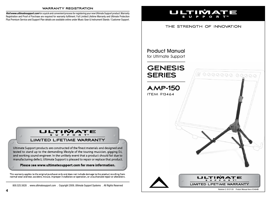 Ultimate Support AMP-150 User Manual | 2 pages