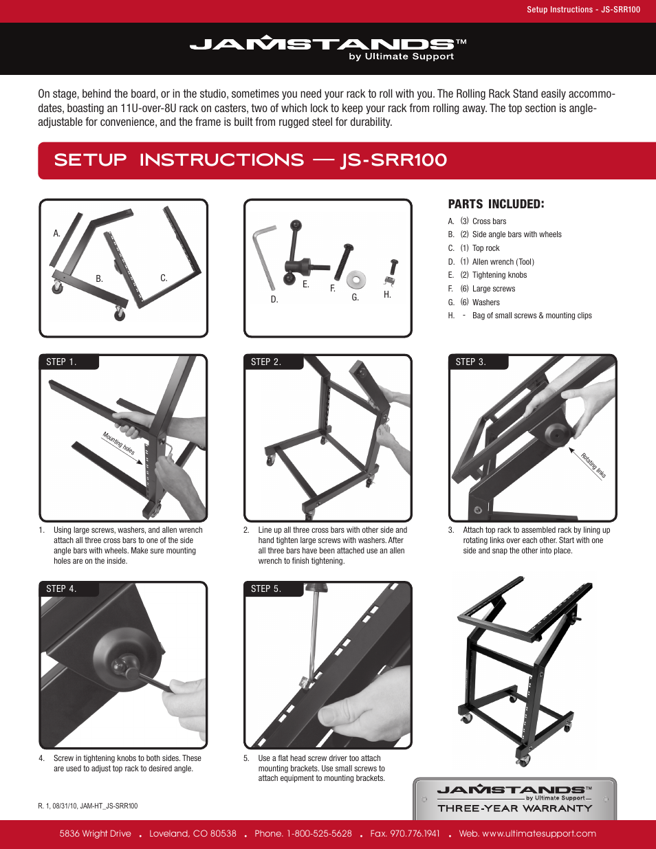 Ultimate Support JS-SRR100 User Manual | 1 page