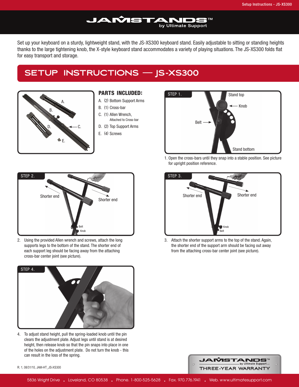 Ultimate Support JS-XS300 User Manual | 1 page