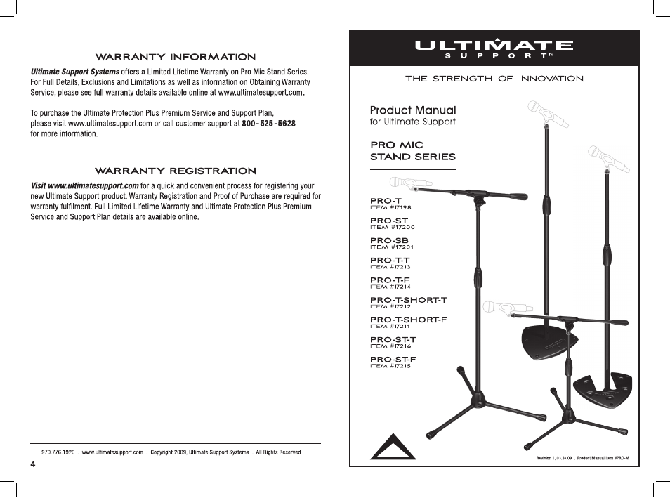 Ultimate Support Pro-Series User Manual | 2 pages