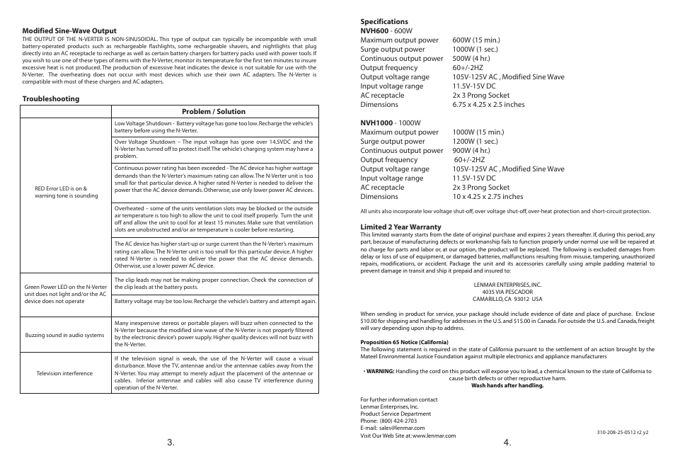 Nvh600_1000manual2 3 | Lenmar NVH600 User Manual | Page 2 / 2