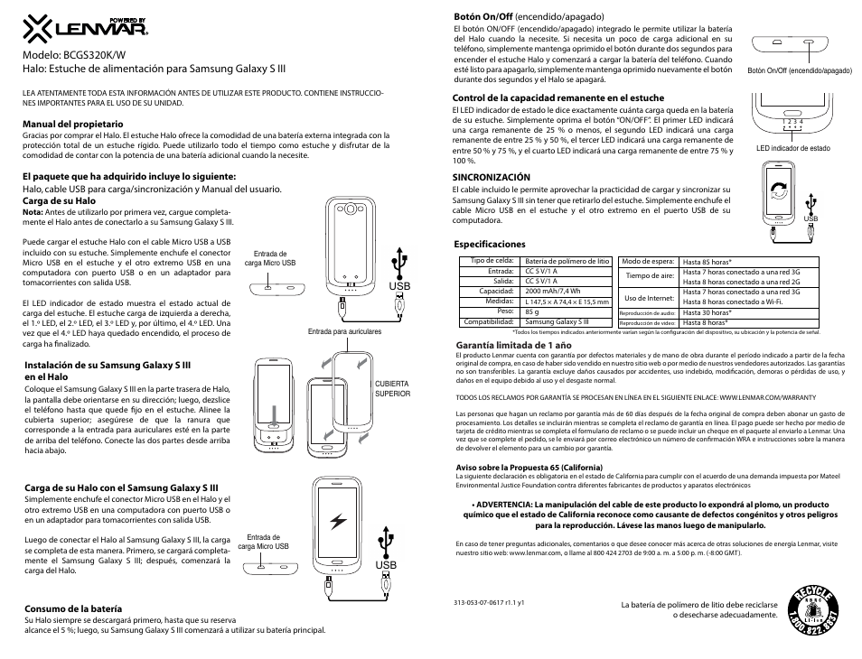 Bcgs320k-w_spa 2.ai | Lenmar BCGS320K_W User Manual | Page 3 / 3
