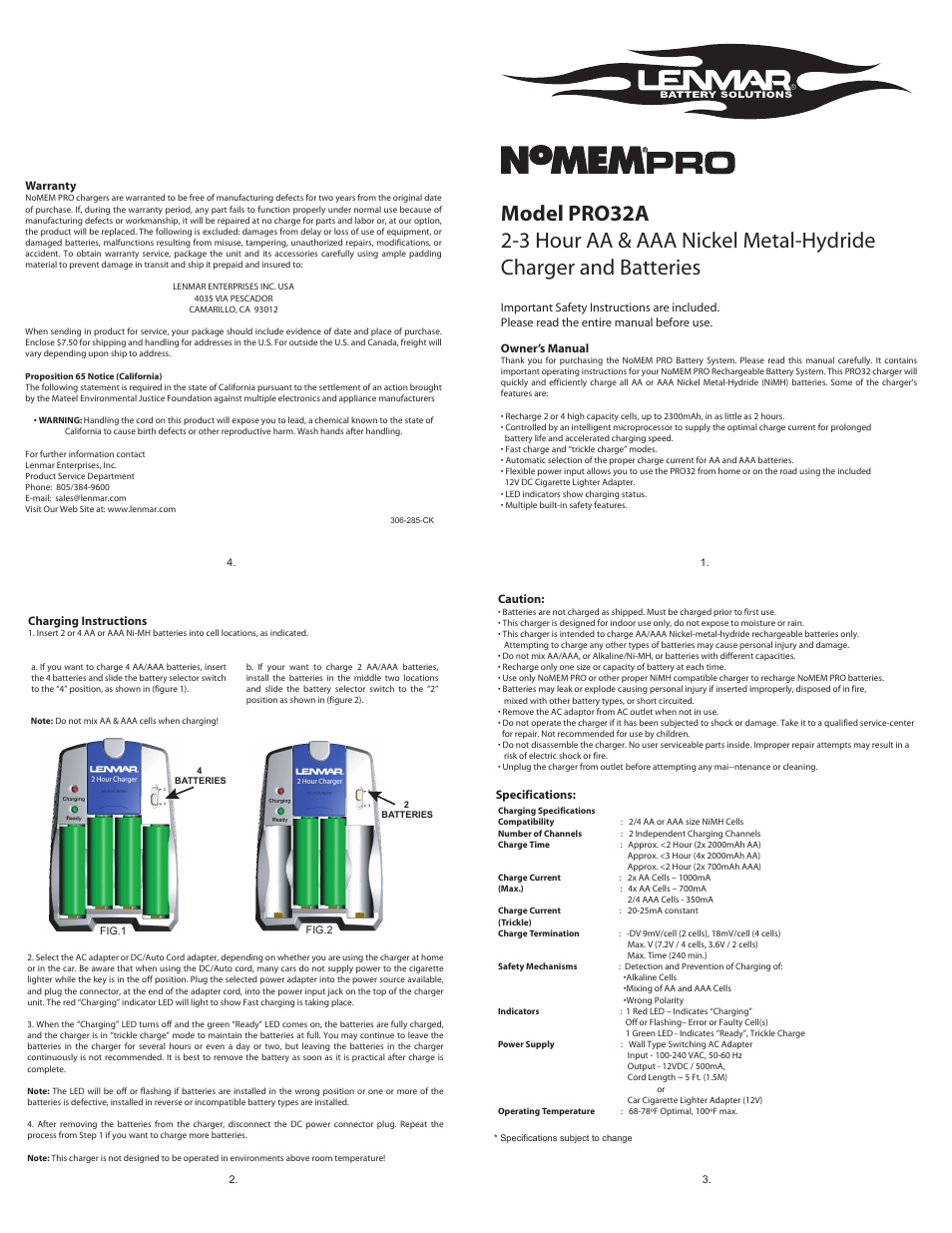 Lenmar PRO32A User Manual | 1 page