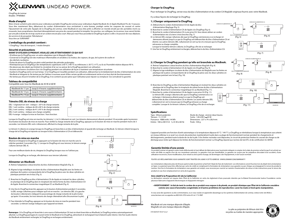 Ppwmb65manualfre4.ai, Macbook pro | Lenmar PPWMB65 User Manual | Page 2 / 3