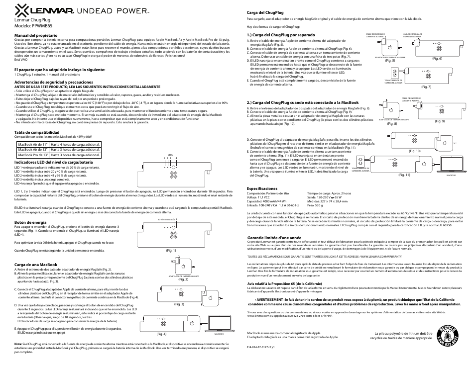 Ppwmb65manualspa4.ai, Macbook pro | Lenmar PPWMB65 User Manual | Page 3 / 3