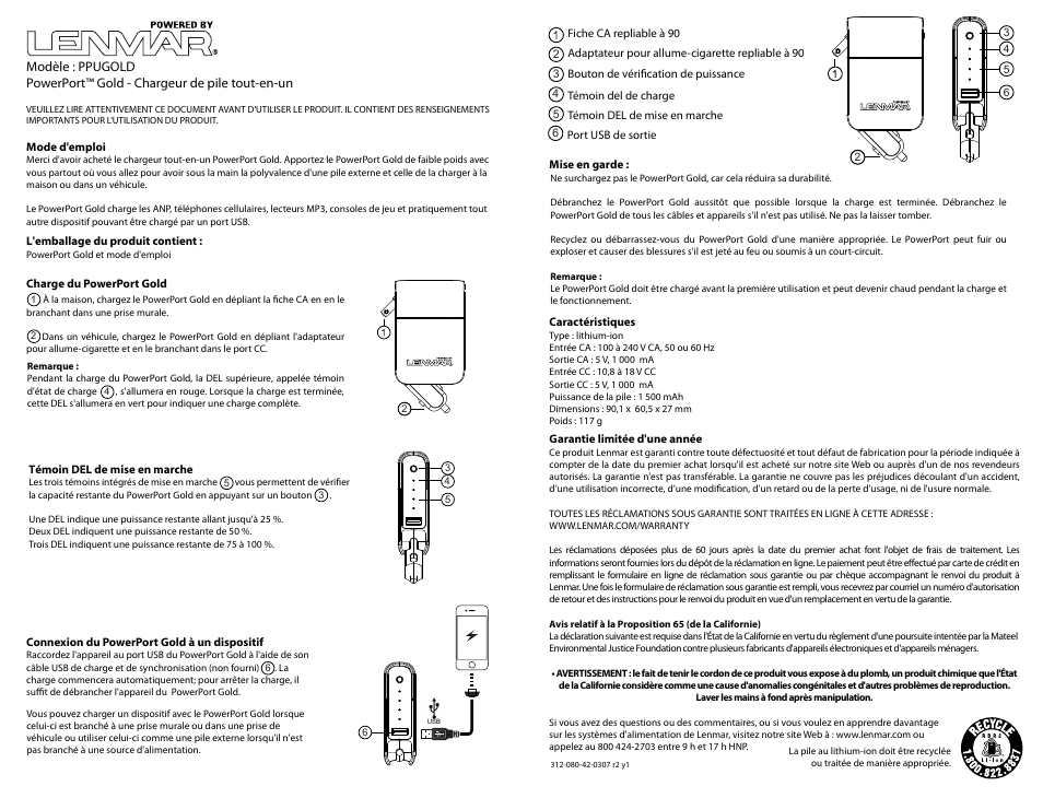 Ppugoldmanual_fr.ai | Lenmar PPUGOLD User Manual | Page 2 / 3